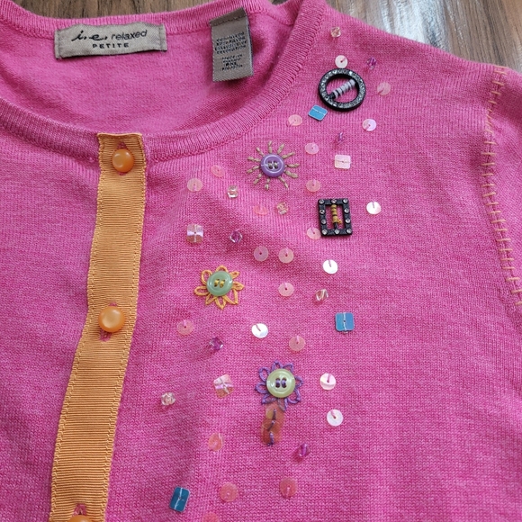 i.e. Relaxed Petite Size XL Button Front Sweater - Picture 1 of 11